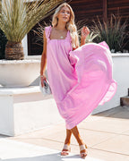 You Are Loved Ruched Strap Maxi Dress Lavender