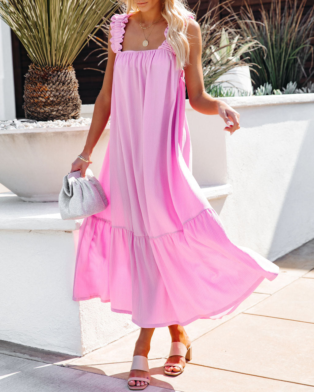 You Are Loved Ruched Strap Maxi Dress Lavender