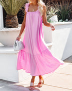 You Are Loved Ruched Strap Maxi Dress Lavender