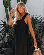 You Are Loved Ruched Strap Maxi Dress Black