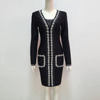 Zelia Embellished Long Sleeves Mini Dress