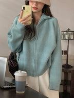 Zippered Knit Cardigan