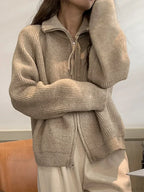 Zippered Knit Cardigan