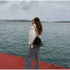 Zippered Spliced Motorcycle Fashionable Solid Stand Neck Long Sleeve Short Autumn Coat