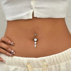Zircon Bloom Dangle Gothic Belly Ring