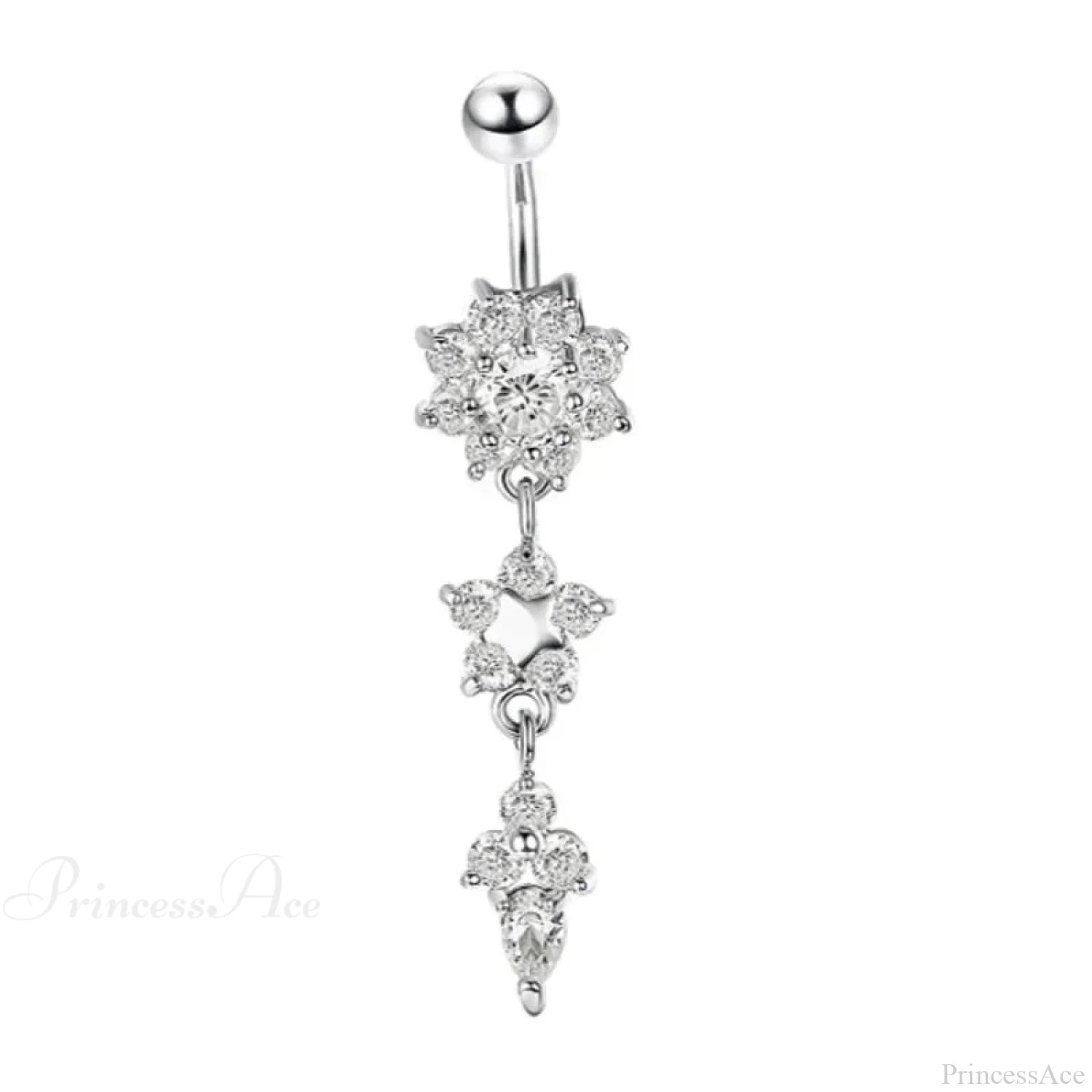 Zircon Bloom Dangle Gothic Belly Ring