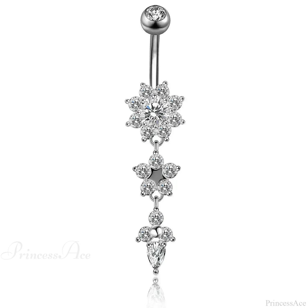 Zircon Bloom Dangle Gothic Belly Ring