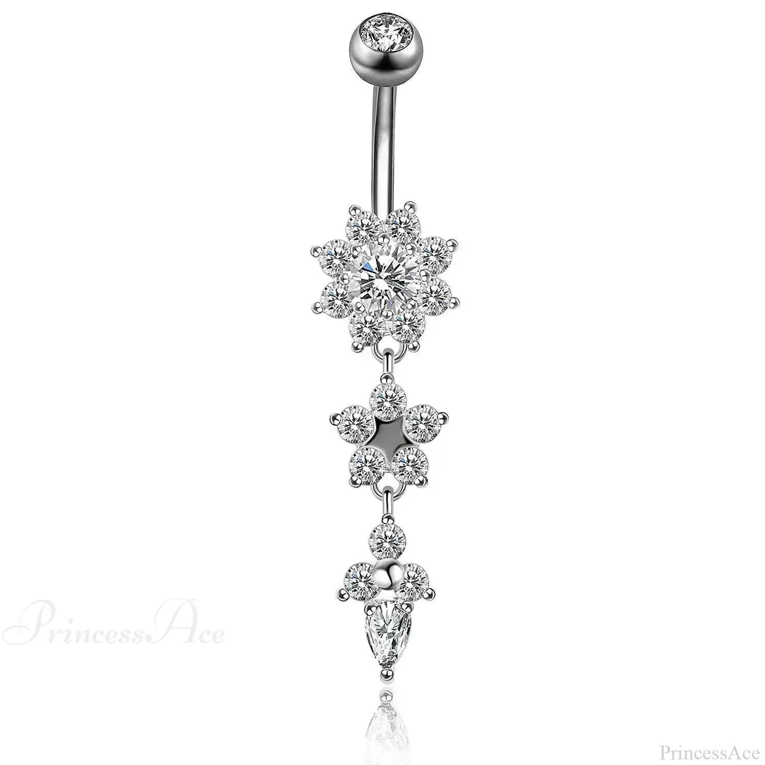 Zircon Bloom Dangle Gothic Belly Ring