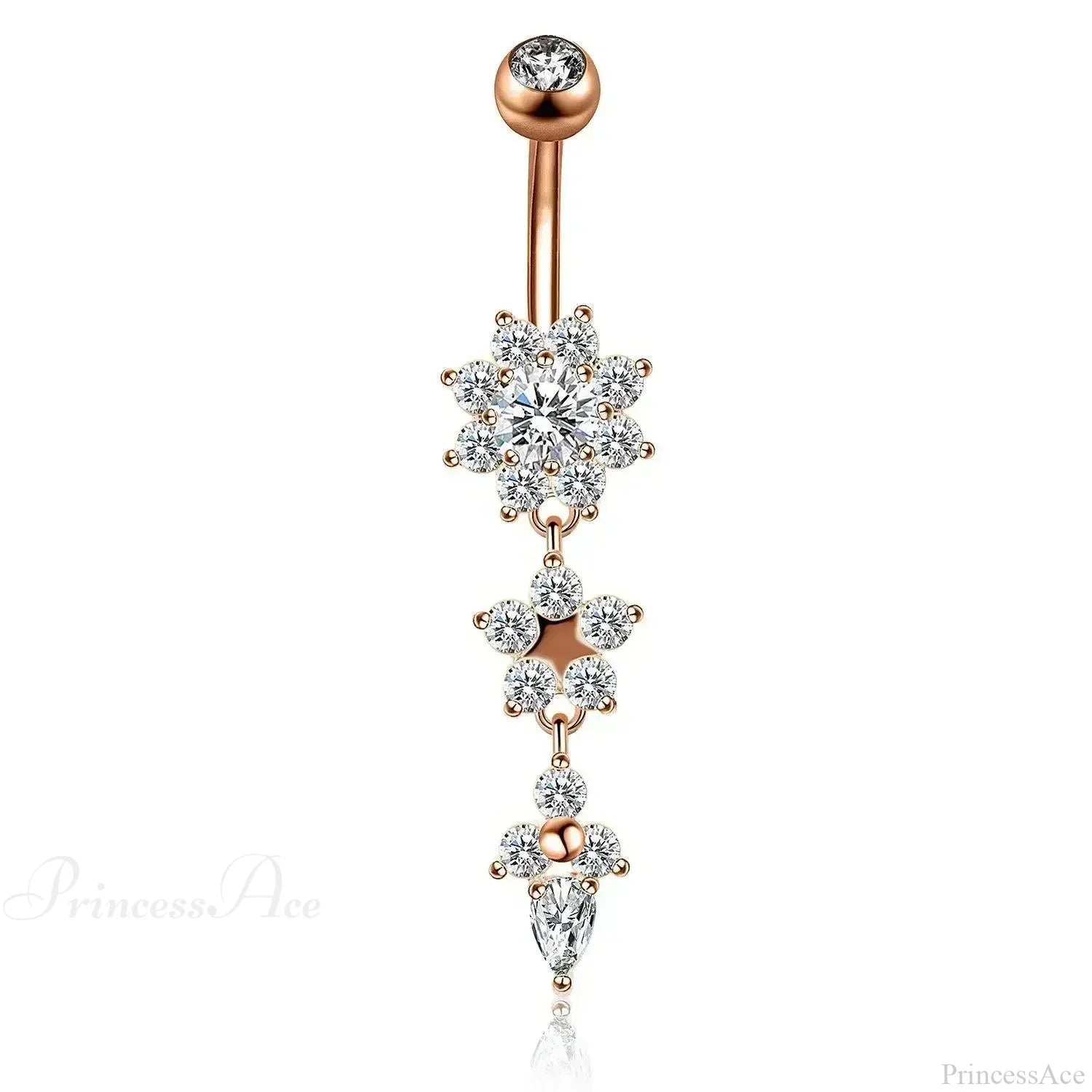 Zircon Bloom Dangle Gothic Belly Ring