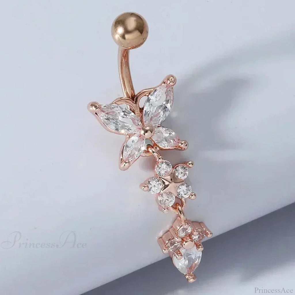 Zircon Bloom Dangle Gothic Belly Ring
