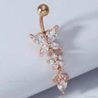 Zircon Bloom Dangle Gothic Belly Ring