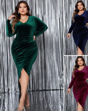 Elegant High-Waisted Mermaid Dress with Long Sleeves