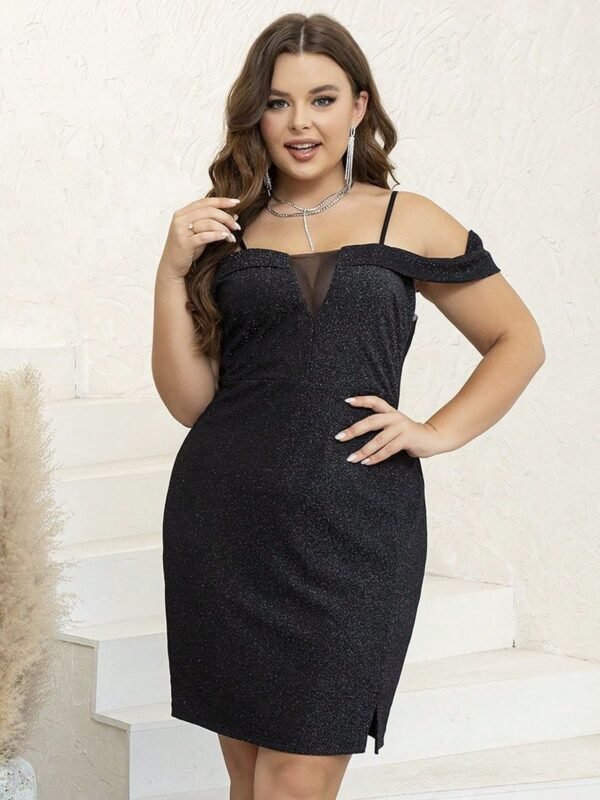 Elegant Plus Size Dress with Sheer Overlay for Special Occasions