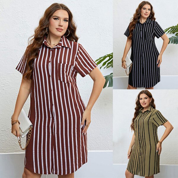 Casual Striped Shirt Dress for Women