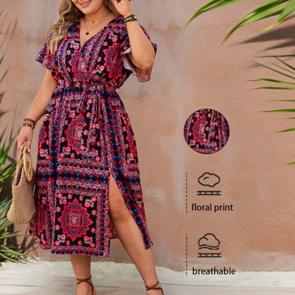 Elegant V-Neck Loose Fit Floral Maxi Dress