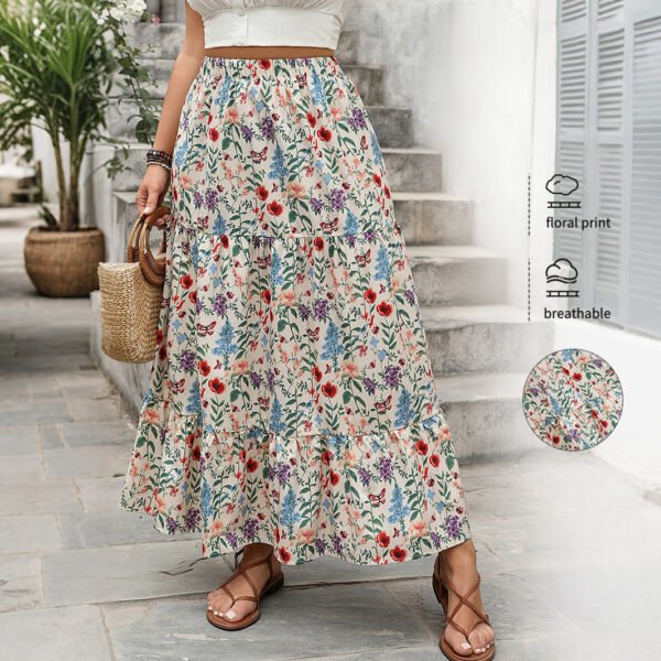 Floral Print Maxi Skirt Casual Summer Dress