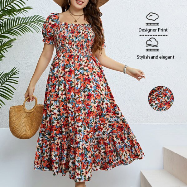 Summer Floral Off-Shoulder Waist-Defining Maxi Dress