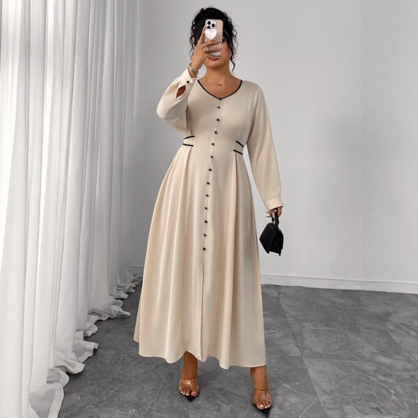 Plus Size Waist-Defining Long Sleeve Dress