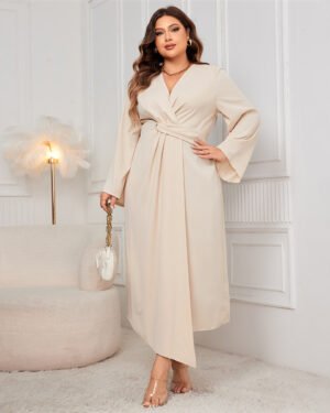 Chic Geometric Print Long Sleeve Dress Polyester Elegant