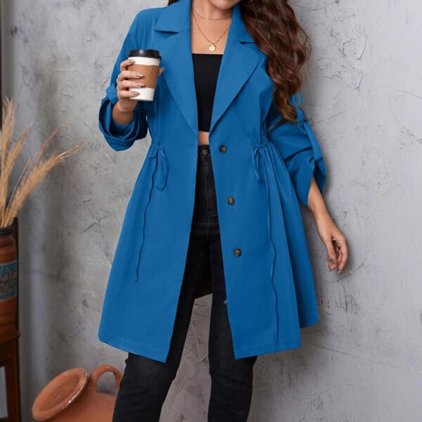 Plus Size Solid Color Longline Blazer with Belt