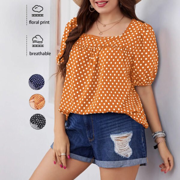 Chic Dot Print Chiffon Blouse Comfortable Casual Top