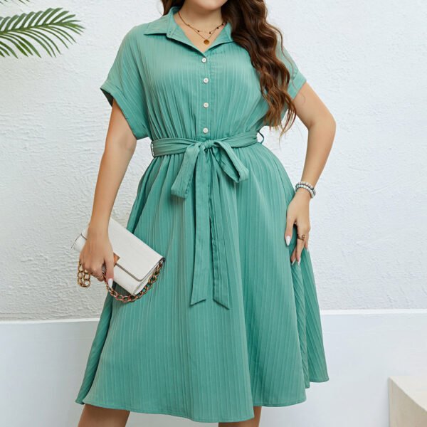 Summer Green Belted Waist Midi Dress