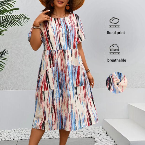 Striped Floral Maxi Dress Casual Relaxed Style