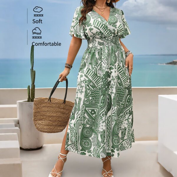Floral Print High Waist Short Sleeve Dress