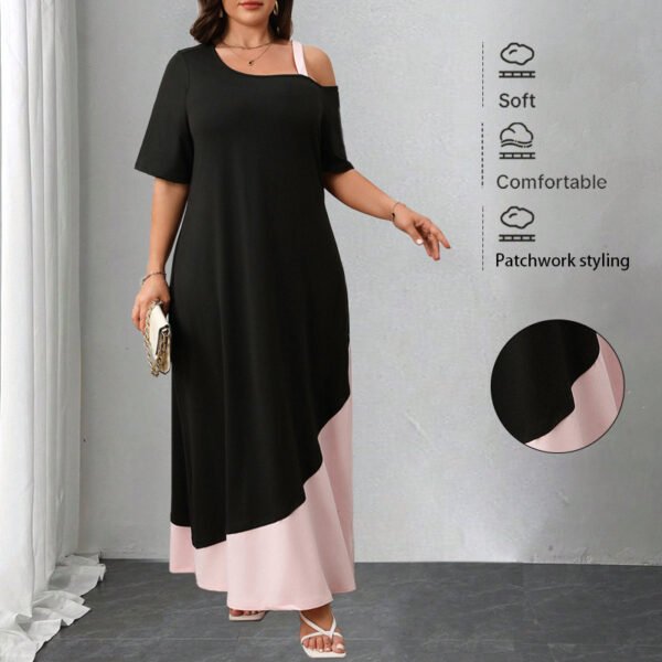 Women’s A-Line Solid Color Spliced Midi Dress